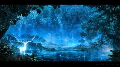 Digital Painting In Photoshop, Amazing Digital Art, Painting In Photoshop, Forest Mural, Arte 8 Bits, Scenery Background, My Fantasy World, Mystical Forest, Night Forest