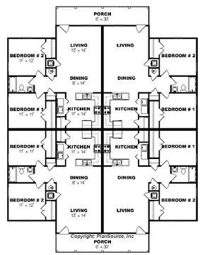 J0124-13-4b 4plex, floor plan Multi Apartment Floor Plans, Quadruplex Plans, 8 Plex Apartment Plans, Quadruplex Apartment, 4 Plex House Plans 2 Story, 4 Apartment Building Plan, Apartment Floor Plans Buildings, Four Plex House Plans, 4plex Apartment Plans