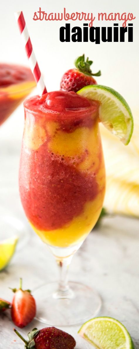 Mango Daquiri Recipe, Mango Vodka, Mango Daiquiri, Daiquiri Recipe, Smoothie Recipes Strawberry, Banana Smoothie Recipe, Strawberry Banana Smoothie, Strawberry Daiquiri, Boozy Drinks