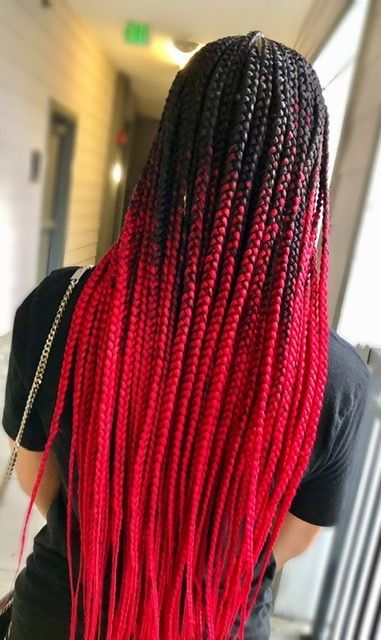 Red Box Braids, Black Kids Braids Hairstyles, Colored Box Braids, Afro Braids, Top Braid, Colored Braids, Box Braids Hairstyles For Black Women, Hairstyles For Layered Hair, Braids With Extensions