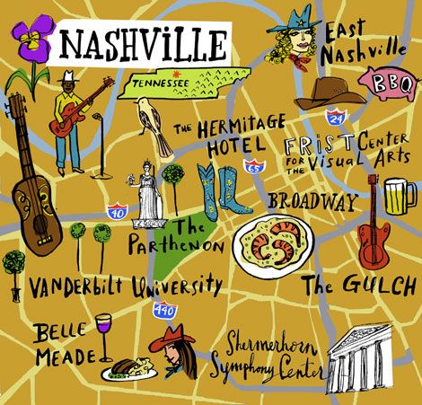 nashville // Nashville Guide, Nashville Map, Hermitage Hotel, Tennessee Map, Lilla Rogers, Illustrated Maps, Building Map, Map Illustration, East Nashville