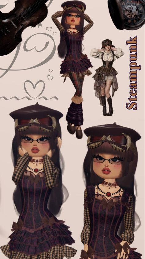 #dresstoimpress #steampunk #steampunkfashion Steampunk Fashion Dress To Impress, Dress To Impress Stream Punk, Steampunk Dress To Impress No Vip, Dress To Impress Roblox Game Steampunk, Dress To Impress Theme Steampunk, Steampunk Dress To Impress, Steampunk Theme, Steampunk Dress, Steampunk Fashion