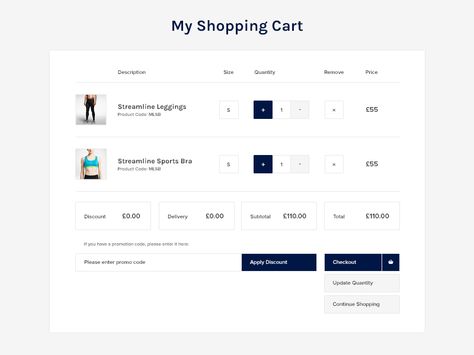 Shopping Cart by Michael Ashurst Checkout Ui, Online Store Web Design, Window Overlay, Web Crochet, Sports Website, Ui Design Inspiration, Web Layout, Facebook Live, 8 Months