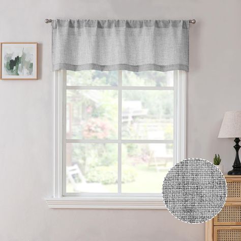 PRICES MAY VARY. Rich Linen: The cross-woven design blended with real linen and polyester provides our silver grey linen valance a unique subtle pattern compared with conventional plain valance, which also makes these drape valances soft and durable. Package Included: Sold as 1 sheer valance curtain panel. Each unfolded panel measures 54” width by 16” length. With 3" pole pocket are our valances suitable for the most of curtain rod also easy to slide, and 2” bottom hem makes each panel drape wel Valance Bedroom, Farmhouse Valances, Burlap Lights, Linen Valance, Bedroom Valances, Sheer Valances, Linen Valances, Curtain Valances, Subtle Pattern