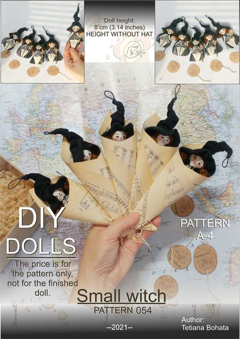 Diy Halloween Toys, Primitive Clothing, Clay Pumpkins, Diy Halloween Gifts, Witch Dolls, Witch Pattern, Halloween Witch Dolls, Dammit Doll, Halloween Dolls