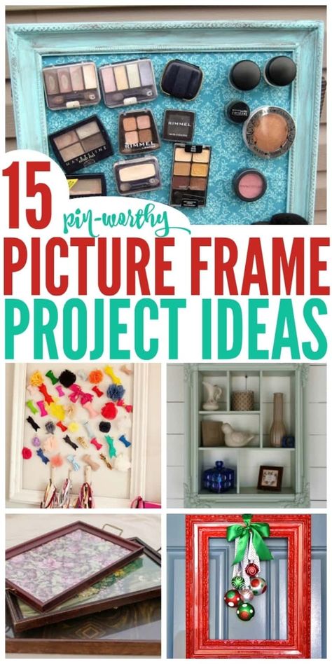 Picture frame repurposing project ideas Repurpose Picture Frames Diy, Picture Frame Inspiration, Upcycle Frames, Repurpose Picture Frames, Cute Picture Frame, Door Picture Frame, Picture Frames Diy, Picture Frame Projects, Door Pictures