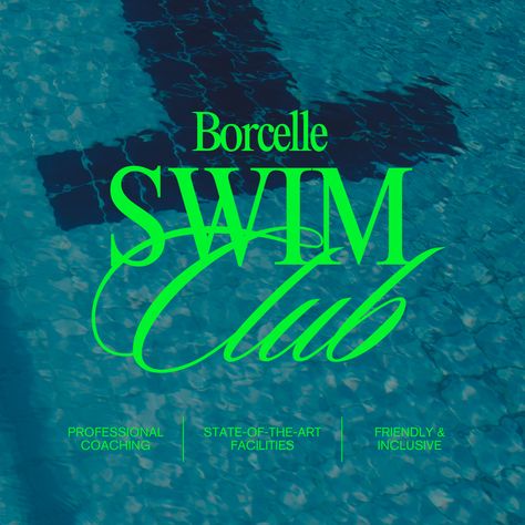 Blue Green Neon Typography Swim Club Instagram Post by Take Care Creative. Follow on Canva or get emails about new canva templates at takecarecreative.co / typographic, elegant, serif, modern, pool, swim lane, olympic, club, sport, swimming / Swim coaching Sport Swimming, Sports Pub, Neon Typography, Modern Pool, Swim Coach, Swimming Sport, Swim Brands, Green Neon, Swim Club