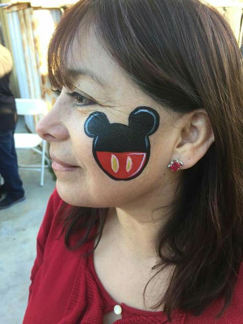 Mickey mouse Mickey Mouse Face Paint, Minnie Mouse Face Painting, Mouse Face Paint, Disney Face Painting, Tattoo Nightmares, Mickey Mouse Birthday Theme, Adult Face Painting, Christmas Face Painting, Cheek Art