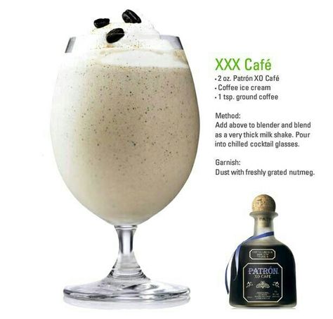 Patron Xo Cafe Recipes, Patron Cocktails, Patron Drinks, Coffee Tequila, Patron Xo Cafe, Cafe Recipes, Coffee Milkshake, Cocktail Shots, Cocktails To Try