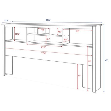 Bowery Hill King Bookcase Headboard in Cherry - Walmart.com California King Headboard, Bookcase Styling, Bookcase Headboard, Black Headboard, Bookcase Design, Twin Headboard, Cama King, Bedside Storage, Wood Headboard