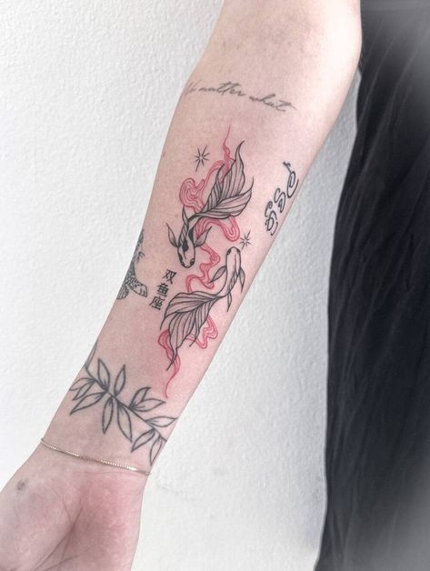 Fine Line Tattoo from Warp Tattoo Studio Chiang Mai Japanese Style Patchwork Tattoo, Mai Pham Tattoo, Mitski Tattoo Ideas, Warp Tattoo, Fine Line Forearm Tattoo, Sleeves For Women Tattoo, Women Sleeve Tattoo Ideas, Sampaguita Flower Tattoo, Japanese Inspired Tattoos