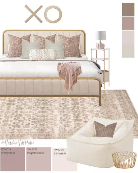 Dusty Pink And Beige Bedroom, Pink And Cream Girls Bedroom, Teen Bedroom Mood Board, Dusty Rose Girls Bedroom, Dusty Pink Girls Bedroom, Rose Paint Colors, Dusty Rose Bedroom Ideas, Girls Bedroom Mood Board, Dusty Rose Bedroom