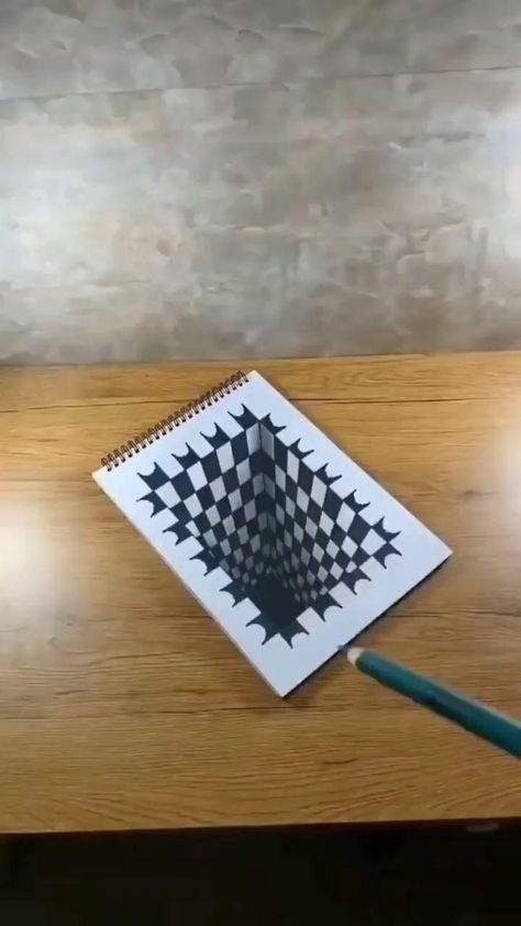 Buku Diy, Optical Illusion Drawing, Illusion Drawings, Desain Buklet, Seni Dan Kraf, Zen Doodle Art, Geometric Pattern Art, Geometric Design Art, Cool Pencil Drawings