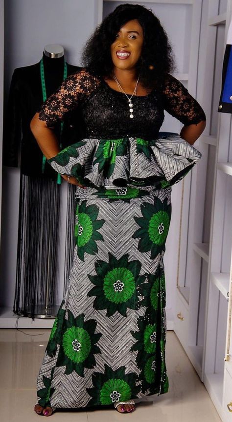 Ankara Peplum Skirt, Peplum Skirt And Blouse, Skirt And Blouse Styles, Stylish Naija, African Attire Dresses, African American Fashion, African Fabric Dress, Long African Dresses, African Print Dress Ankara