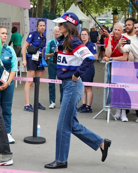 Bonjour, @kendalljenner! The model has touched down in Paris to cheer on the ladies of @usagym decked out in appropriately patriotic @poloralphlauren gear. Tap the link in our bio for all the details. Ralph Lauren Street Style, Ralph Lauren Olympics, Team Usa Gymnastics, Ralph Lauren Womens Clothing, Kendall Jenner Street Style, Month Of August, Usa Gymnastics, Kendall Style, The Olympic Games