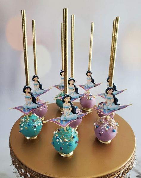 Aladdin Cake Pops, Jasmin Birthday Party Ideas Princess, Jasmine Cake Ideas, Jasmine Themed Birthday Party, Jasmine Birthday Party Ideas, Jasmine Birthday Cake, Princess Jasmine Cake, Kylie Baby Shower, Jasmine Cake