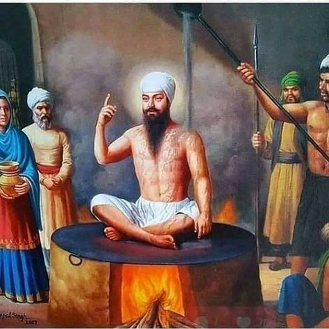 Baba Deep Singh Ji, Guru Arjan, Guru Nanak Wallpaper, Vintage Art Paintings, Sai Baba Pictures, Indian History Facts, God Artwork, Nanak Dev Ji, Guru Pics