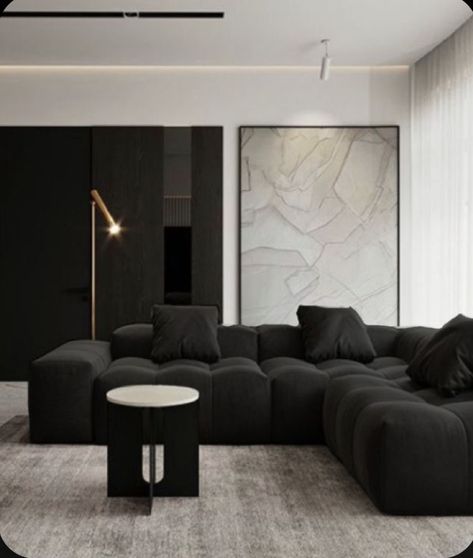 Black Interior Design, Black Living Room, Home Aesthetic, Home Design Living Room, Living Room Inspo, Minimalist Living, Living Room Ideas, Home Room Design, Apartment Living Room