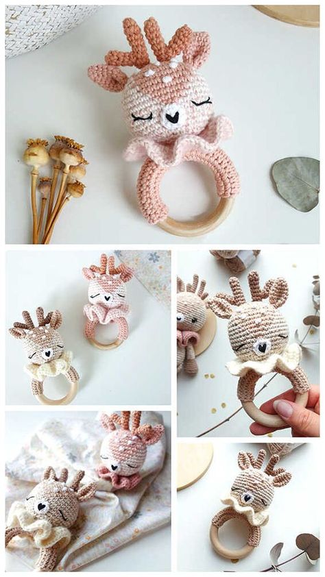 Crochet Rattle Amigurumi PDF Free Pattern Teether Pattern, Crochet Rattle, Crochet Toys Free Patterns, Crochet Baby Gifts, Crochet Deer, Crochet Dolls Free Patterns, Crochet Baby Toys, Crochet Gratis, Free Amigurumi Patterns