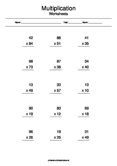 multiplication worksheets double digit Multiplication Sums, Math Worksheets For Kids, Math Sheets, Learning Mathematics, Multiplication Worksheets, Math Tasks, 1st Grade Math Worksheets, Math Workbook, Daily Math