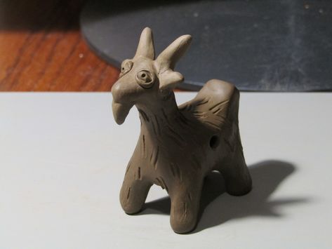 Clay Whistles Designs, Goat Clay, Ceramic Goat, Goat Sculpture, Clay Whistle, Surviving Summer, Small Goat, Baby Goat, Clay Stuff