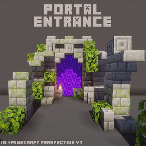 Custom Nether Portal Minecraft, Underground Nether Portal Design, Nether Portal Design Cave, Minecraft Portal Design, Nether Portal Design, Mine Entrance, Minecraft Portal, Minecraft Building Blueprints, Nether Portal