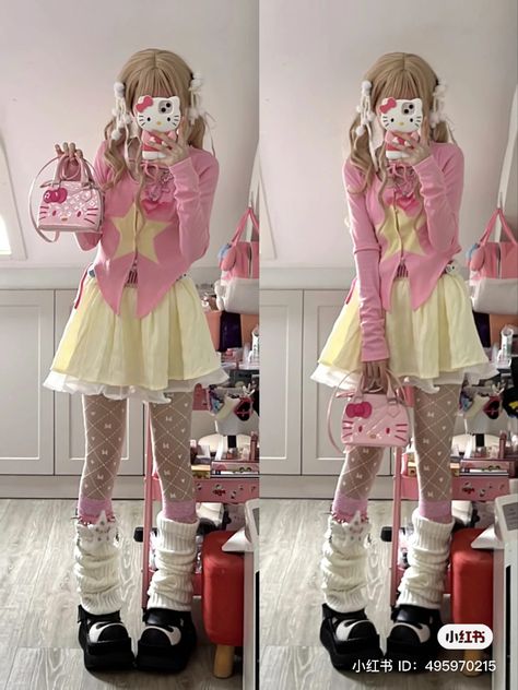 Kirby Inspired Outfit, Banner Y2k, Mode Gyaru, Y2k Acubi, Icon Y2k, Kawaii Outfit Ideas, Kawaii Y2k, Idol Fashion, Wallpaper Homescreen