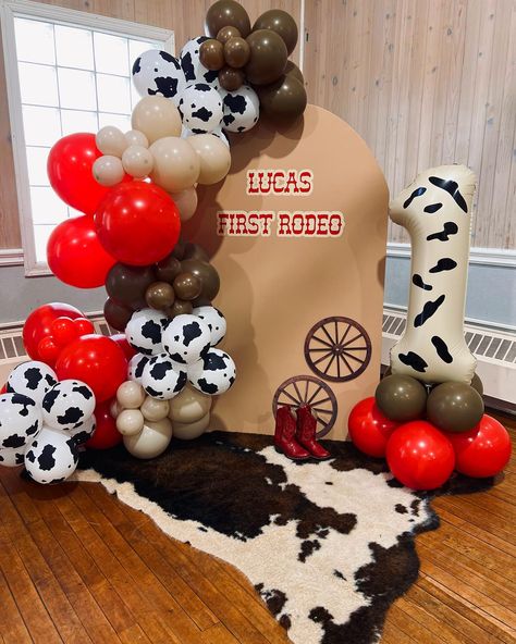 First rodeo birthday theme and balloon decorations My First Rodeo Birthday Backdrop, 1st Rodeo Birthday Theme, First Rodeo Balloon Garland, Trending Party Decor, My 1st Rodeo Birthday Party Boy, First Rodeo Backdrop, First Rodeo Birthday Theme, First Rodeo Birthday Party Boy, Rodeo Birthday Theme