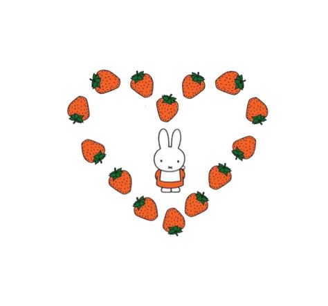 Miffy Strawberry Wallpaper, Strawberry Widget, Miffy Widget, Miffy Strawberry, Macbook Icons, Wallpaper Layouts, Macbook Icon, Picking Berries, Strawberry Bunny