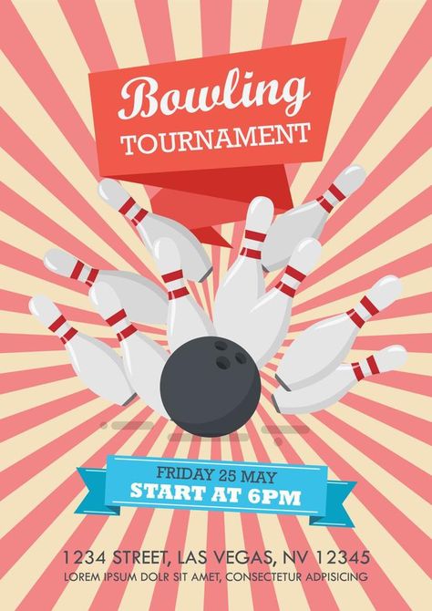 Bowling tournament poster Tournament Poster, Bowling Tournament, Background Pink, Yay Images, Poster Poster, Nature Design, Vector Background, Bowling, Las Vegas