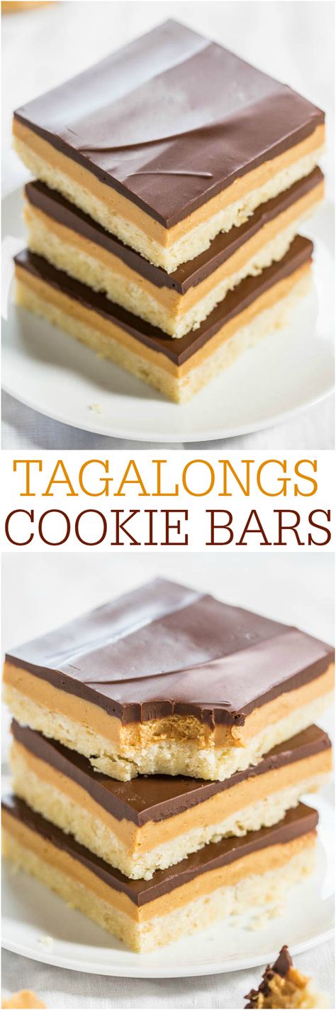 Tagalongs Cookie Bars Tagalong Cookies, Twix Bars, Easy Bar, Chocolate Peanutbutter, Kek Lapis, Averie Cooks, Nutella Cookies, Cookies Easy, Bar Cookies