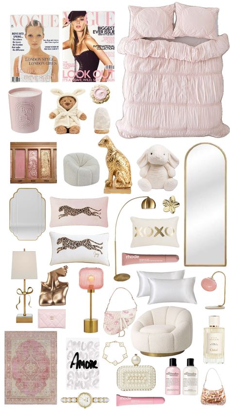 Pink Stockholm Room, Aesthetic Rooms Girl, Room Ideas Girly Pink, Bedroom Inspirations Coquette, Pink Black Grey Bedroom, It Girl Room Ideas, White And Pink Aesthetic Room, Pink Wall Decoration, Girly Bedroom Decor Ideas