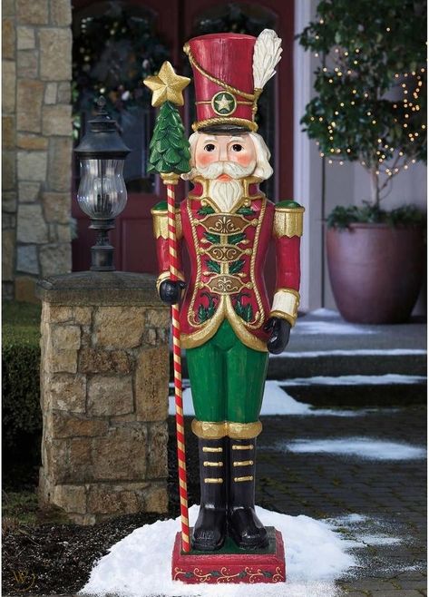 Nut Crackers Christmas Decorations, Nutcracker Christmas Decorations, Nutcracker Decor, Wooden Nutcracker, Christmas Soldiers, Blue Christmas Decor, Christmas Yard Art, Nutcracker Soldier, Christmas Yard Decorations