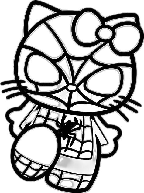 Hello Kitty Step By Step, How To Draw Spiderman, Spiderman Hello Kitty, Stickers For Print, Minnie Mouse Drawing, Hello Kitty Wallpaper Hd, Spiderman Drawing, Web Patterns, Hello Kitty Coloring