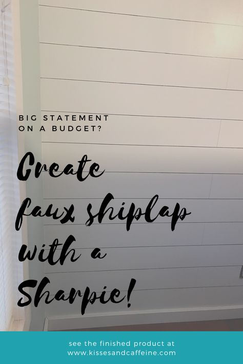 Marker Shiplap Wall, Accent Wall For Laundry Room, Sharpie Shiplap Wall, Redone Campers, Sharpie Shiplap, Farmhouse Guest Room, Shiplap Ideas, Shiplap Feature Wall, Basement Diy