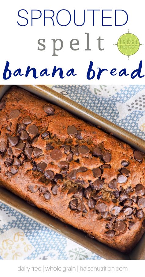 Sprouted Spelt Banana Bread - Hälsa Nutrition Sprouted Spelt Bread Recipe, Spelt Banana Bread, Spelt Bread Recipe, Spelt Flour Recipes, Spelt Recipes, Fancy Brunch, Banana Buttermilk, Flours Banana Bread, Banana Bread Recipe Healthy