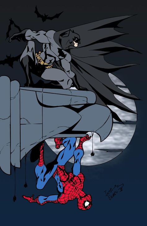 Batman And Spiderman, Dc Comics Vs Marvel, Art Spiderman, Spiderman Spiderman, Batman Drawing, Image Spiderman, Batman Spiderman, Spiderman Drawing, John Byrne