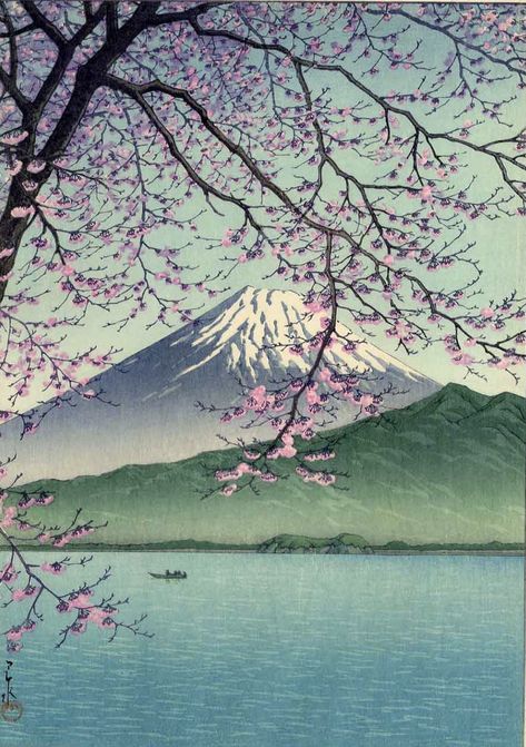 Chinese Painting Traditional, Kawase Hasui, Japanese Nature, Japanese Art Print, Images D'art, Mont Fuji, Landscape Tattoo, Travel Sketches, Mt Fuji