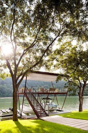 W Dock — Miró Rivera Architects | Residential, Commercial & Institutional Architecture | Austin, Texas Lake House Dock, Institutional Architecture, Studio Mir, Michigan Lake House, Mykonos Villas, Studio Cabin, Outdoor Space Design, Weathering Steel, Cladding Panels