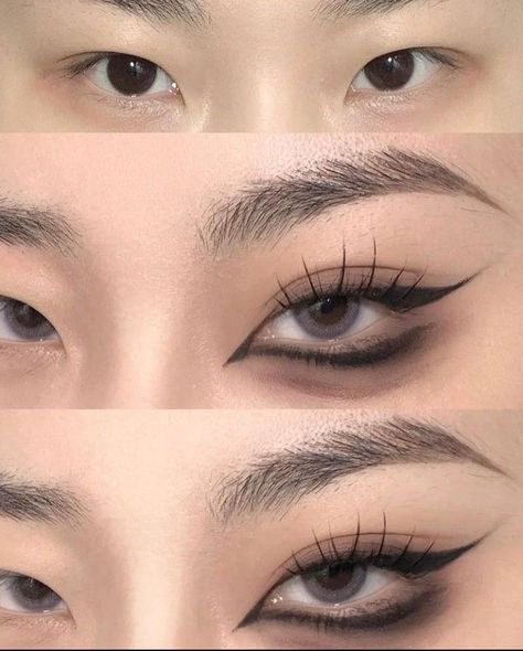 Cute Makeup For Almond Eyes, Douyin Eyeliner, Doll Eyeliner, Maquillaje Douyin, Eyeliner Eyelashes, Doll Eye Makeup, Swag Makeup, Ethereal Makeup, Pinterest Makeup