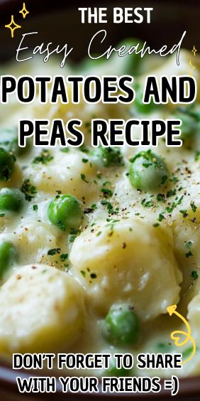 Creamy Peas And Potatoes, Creamed Peas And New Potatoes, Cream Peas And Potatoes Recipes, Creamed Potatoes And Peas Recipe, Cream Potatoes And Peas, Peas And Potatoes In Cream Sauce, Cream Peas And Potatoes, Potato And Peas Recipes, Creamed Potatoes And Peas