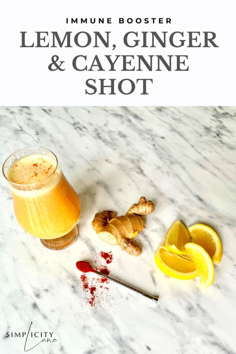 Lemon Ginger Cayenne Water, Lemon Ginger Honey Cayenne Pepper, Ginger Cayenne Lemon Drink, Ginger Lemon Cayenne Shot Recipe, Ginger Cayenne Shots, Cayenne Pepper Shots, Cayenne Pepper Drink, Cayenne Pepper Recipes, Juicing 101