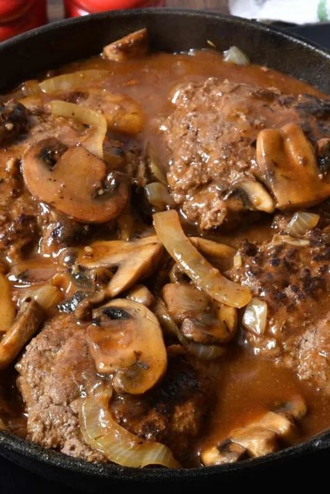 Cabana Recipes, Slow Cooked Steak, Pioneer Woman Recipes Dinner, Steak With Mushrooms, Sandwich Shapes, Salisbury Steak Recipe, Crockpot Steak, Dinner Homemade, Salisbury Steak Recipes