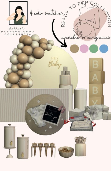 Sims 4 Content, Baby Shower Venues, Sims Baby, The Sims 4 Skin, Mod Furniture, Sims Packs, Sims 4 Bedroom, Sims 4 Clutter, Baby Shower Deco