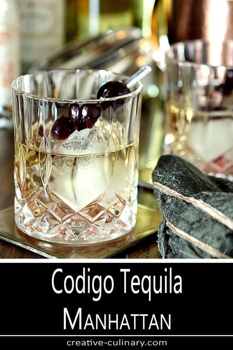 Codigo Tequila Manhattan Cocktail Tequila Manhattan, Fresh Tortillas, Manhattan Cocktail, Best Tequila, Fried Ice Cream, Reposado Tequila, Mini Treats, Grilled Onions, Cocktail Drinks Recipes