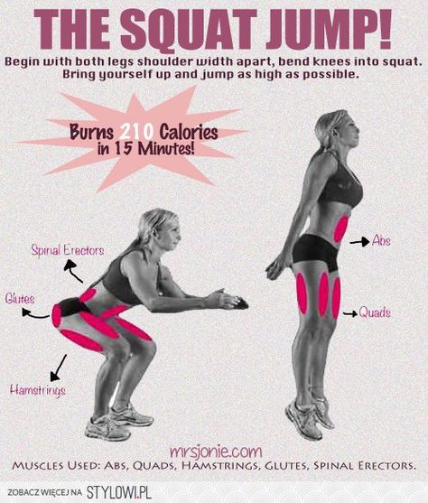 Squat with Jump - Burn 210 calories in 15 minutes. Jumping Squats, Squat Jump, Jump Squats, Do It, Benefits