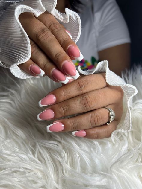 Pink And White Swirl Almond Nails, Pink And White Almond Nails, White Almond Nails, Almond Nails, Pink And White, Almond, Nails, Pink, White