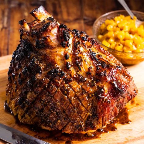 Pineapple-Glazed Ham with Pineapple Chutney | America's Test Kitchen Recipe Pineapple Glaze For Ham, Ham With Pineapple, Pineapple Chutney, Cooked Pineapple, Spiral Sliced Ham, Pineapple Ham, Pineapple Glaze, Pineapple Rings, Glazed Ham