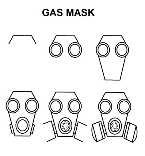 Step-by-step to draw a gas mask Gas Mask Drawing Sketches, How To Draw Gas Mask, Gas Mask Sketch, Gas Mask Character, Gas Mask Drawing, Mask Character, Cool Drawings For Kids, Minimal Tattoo Designs, Minimal Tattoo Ideas