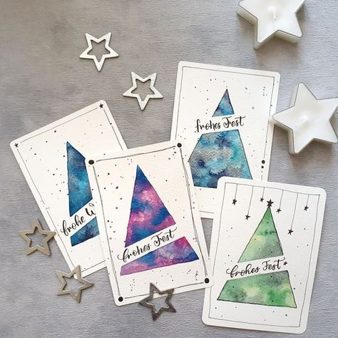 Watercolor Christmas Cards Diy, Lettering Diy, Christmas Card Art, Family Christmas Cards, Watercolor Christmas Cards, Christmas Card Crafts, Paint Cards, Watercolor Christmas, Diy Christmas Cards